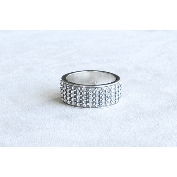 Brighton Meridian Ring Clear Pave Crystals Silver Plated Size 5.75 Band 5/16" - Picture 1 of 5